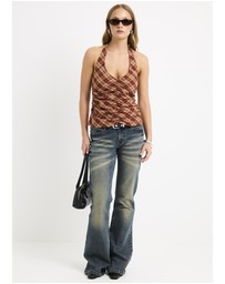 Insight - Kiera Ruched Check Halter Top