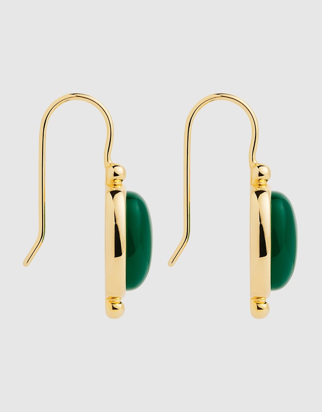 Najo - Fleur Yellow Gold Green Onyx Earrings