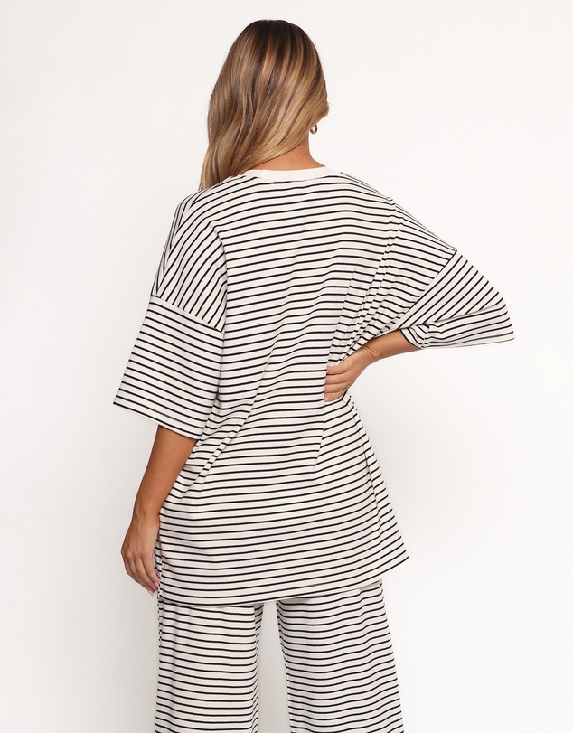 Petal & Pup - Wilda Oversized Tee - White Black Stripe