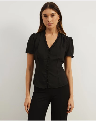 Atmos&Here - Meadow V-Neck Ruffle Blouse