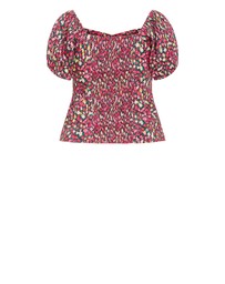 City Chic - Daisy Print Corset Top - Pink