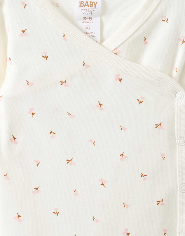 Cotton On Kids - Organic Cross Over Long Sleeve Bubbysuit