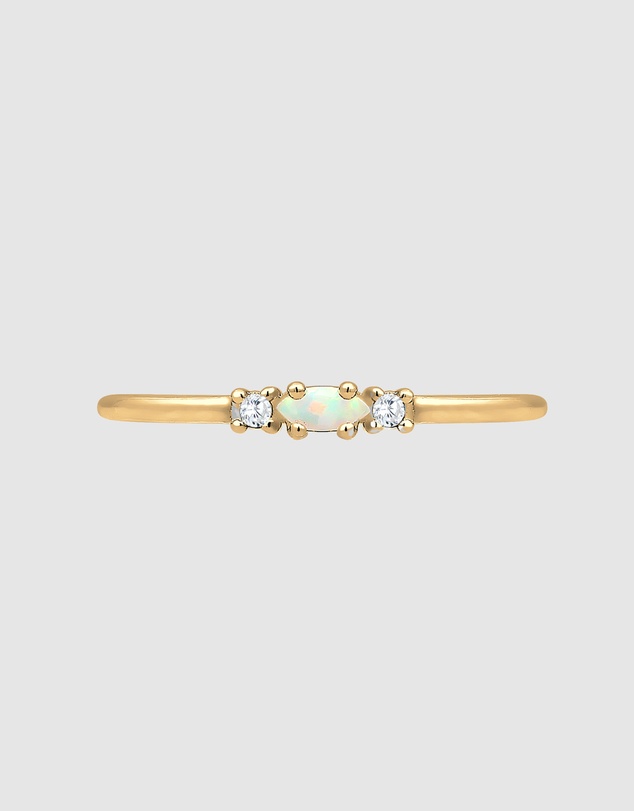 Elli Jewelry - Opal Band Ring in Gold-Plated 925 Silver