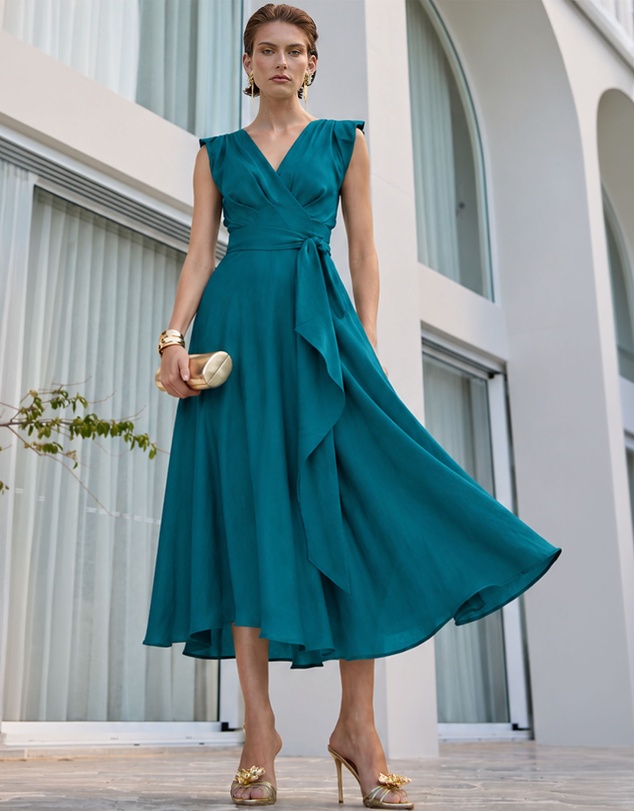 SACHA DRAKE - Xenia Wrap Dress In Peacock