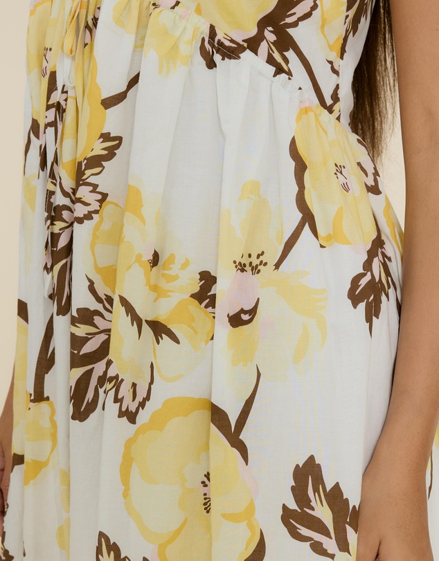The Fated - Tie Front Ruffle Midi Dress