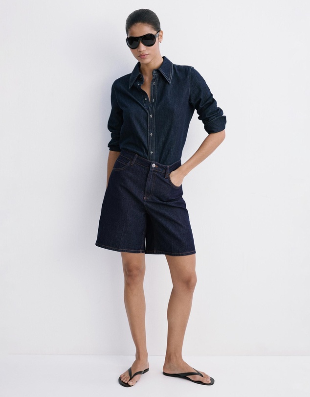 M.N.G - High-Waist Straight-Fit Denim Shorts