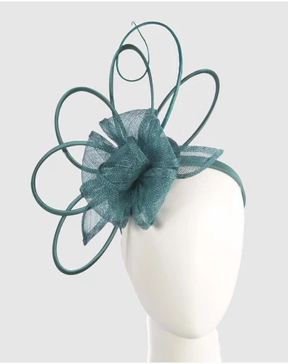 Max Alexander - Sinamay Teal Flower Racing Fascinator