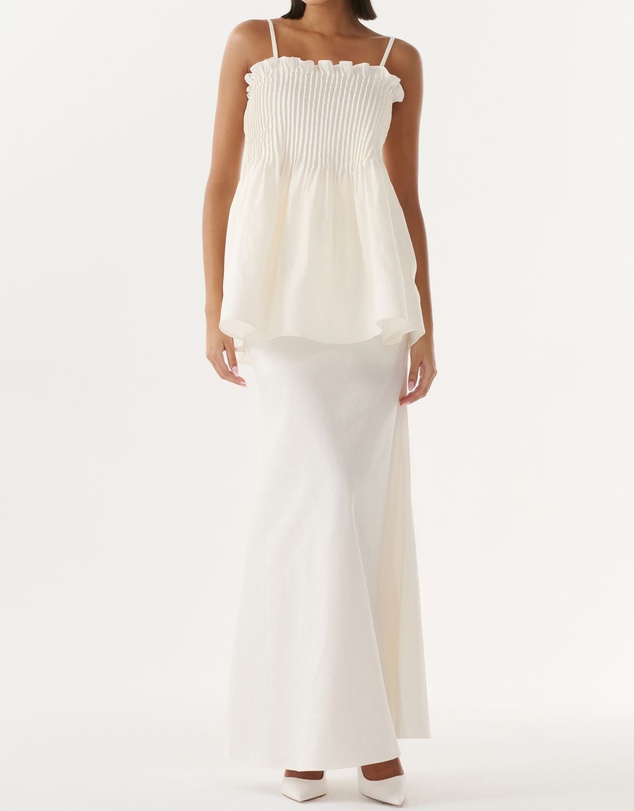 JUSTIN TONG - Ivory Linen Skirt