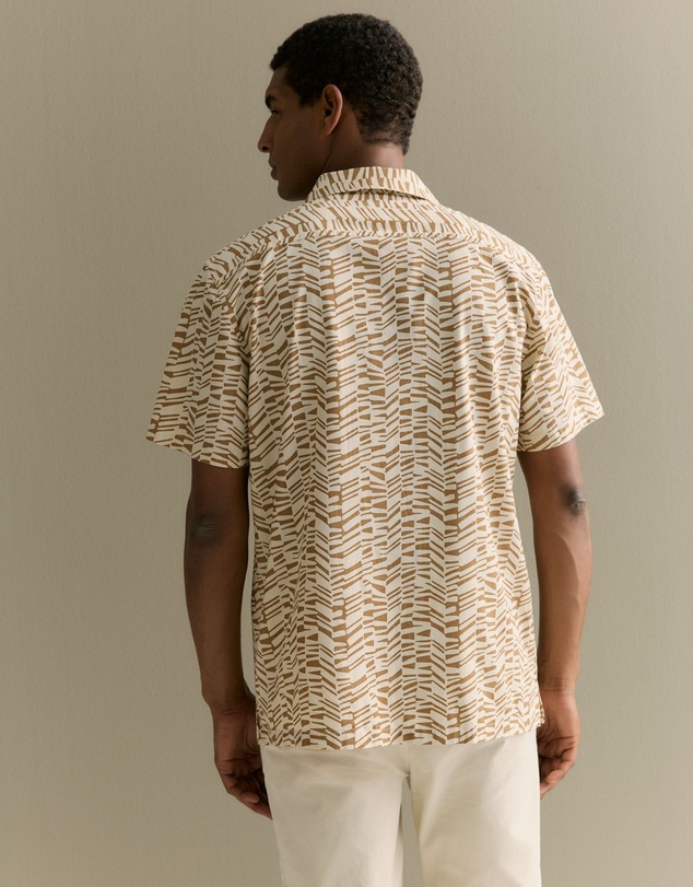 Trenery - Geo Stripe Relaxed Short Sleeve Shirt in Cognac