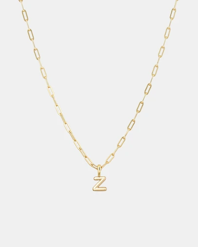 Luna Rae - Gold Vermeil - Paperclip Bubble Letter Z Necklace