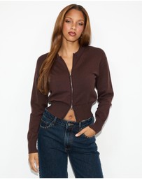 Dazie - Ashley Double Knit Zip Cardigan