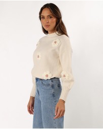 Petal & Pup - Alto Flower Knit Sweater - White
