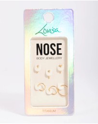 Lovisa - Gold-Plated Titanium Nose Stud 6-Pack