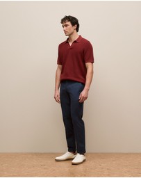 Trenery - Cotton Texture Stitch Polo in Auburn