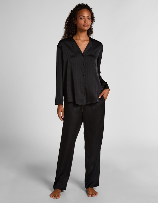 Hunkemoller - LS Satin Pinstripe PJ Set