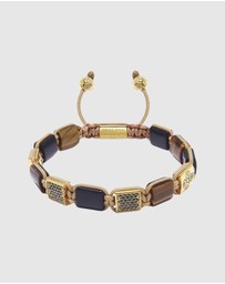 Nialaya Jewellery - Dorje Flatbead Collection - Matte Onyx and Brown Tiger Eye