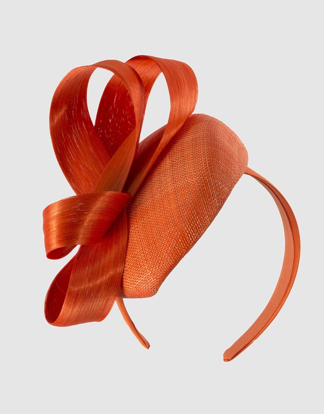Max Alexander - Orange Pillbox Racing Fascinator