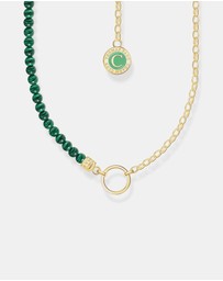 THOMAS SABO - Gold Member Charm Necklace with Green Beads
