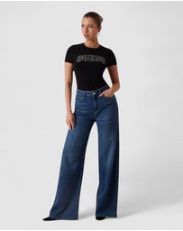 GUESS - Crew Neck Short Sleeve Logo Lace T-Shirt