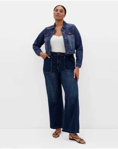City Chic - Plus size Clara Denim Jacket - mid wash