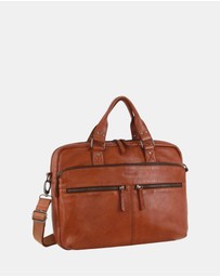 Pierre Cardin - Pierre Cardin Multi-Compartment Leather Computer Bag