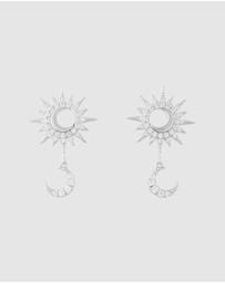 Wanderlust + Co - Sunlit Crescent Silver Drop Earrings