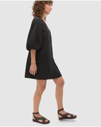 Seed Heritage - Linen V Neck Seam Detail Mini Dress