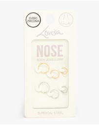 Lovisa - Mixed Metals Graduating Nose Rings 6-Pack