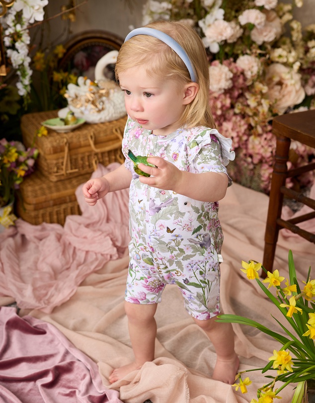 Fleur Harris - 'Heirloom Treasures' Precious Shorty Frill Coverall in Gardenia