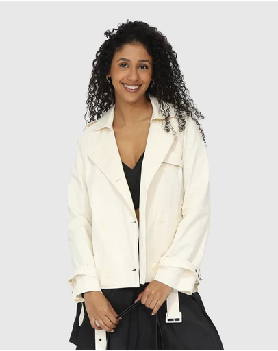 Belle & Bloom - Cool Nights Cropped Trench Coat
