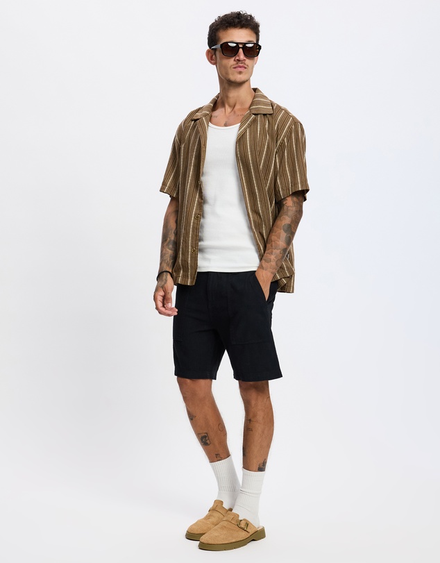 Rhythm - Worn Path Textured Linen Shorts