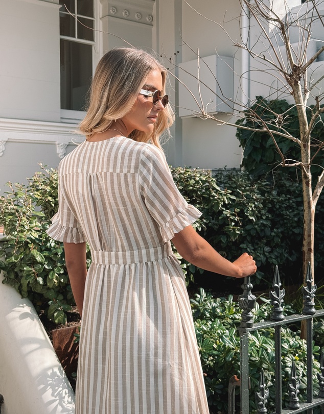 Esther & Co - Korbel Dress - Beige Stripe