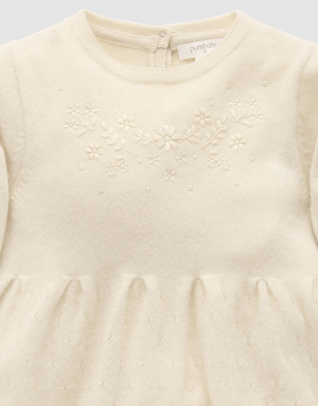 Purebaby - Embroidered Cashmere Dress - Kids-Babies