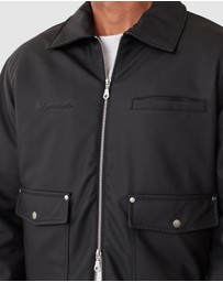 Zanerobe - Faux Leather Aviator Jacket Black