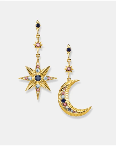 THOMAS SABO - Kingdom Of Dreams Star & Moon Gold Mismatch Earrings