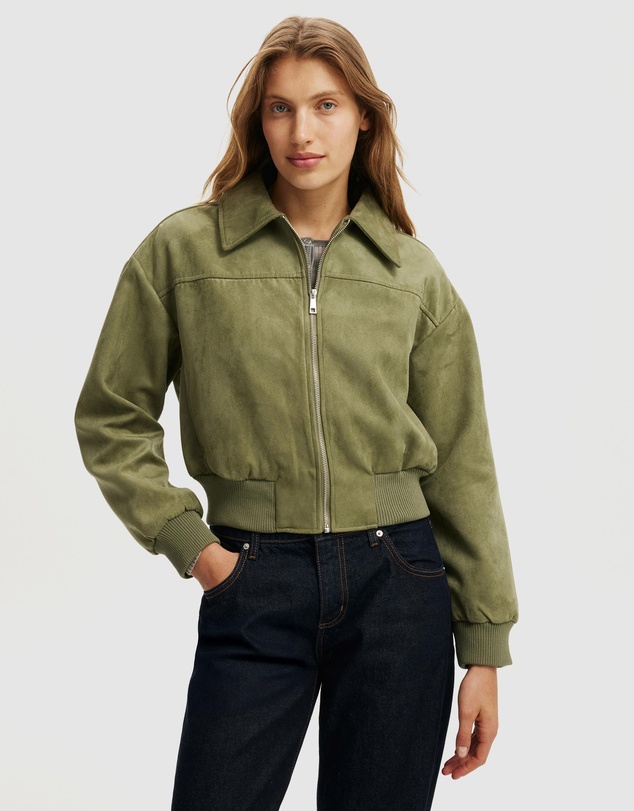 Cotton On - Sophia Faux Suede Bomber Jacket
