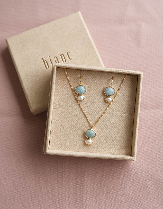 Bianc - Cubism Necklace Milky Aquamarine