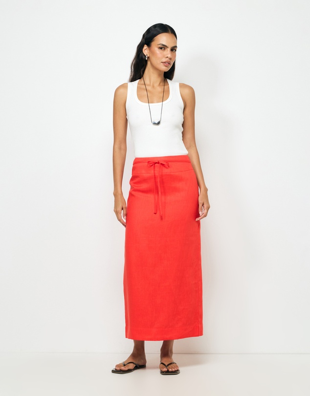 AERE - Alba Linen Midi Skirt