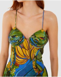 Farm Rio - Banana Grapes Blue Sleeveless Maxi Dress