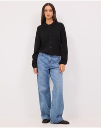 Calli - Melton Buttondown Knit Cardigan