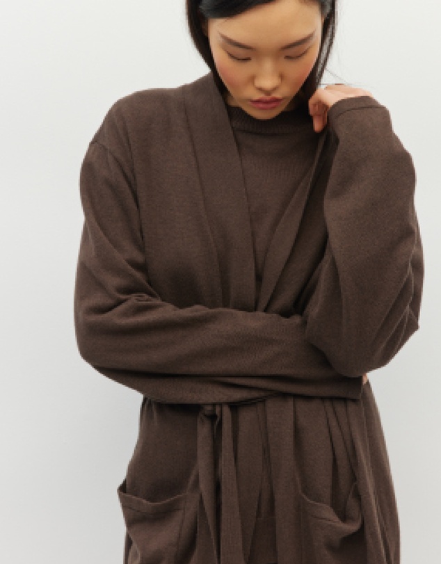 JH Lounge - JHL Long Robe (Cotton Cashmere) Chocolate