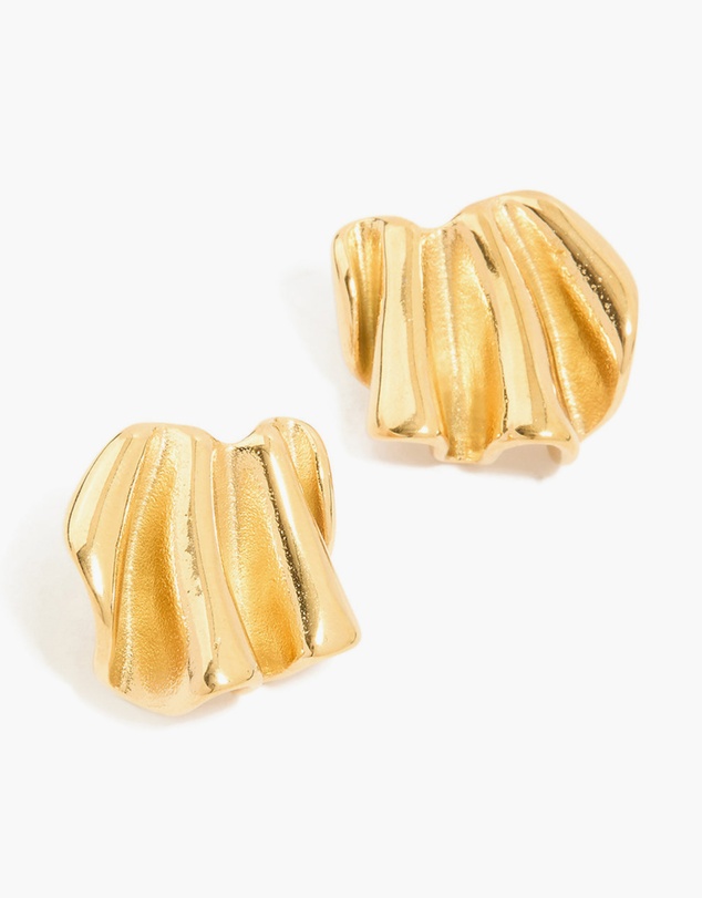 Lovisa - Waterproof Gold Plated Stainless Steel Wavy Fan Stud Earrings