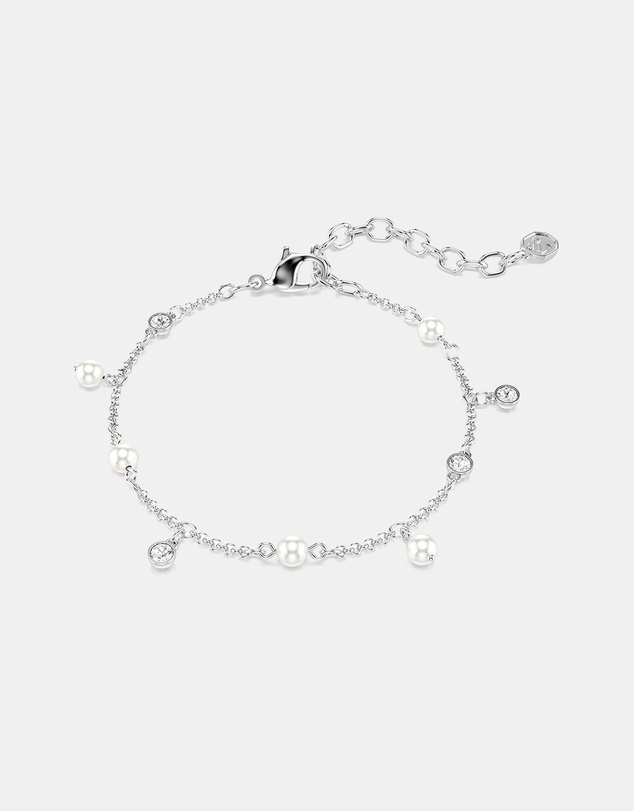 Swarovski - Imber Bracelet, Crystal Pearl, Round Cut, White, Rhodium Plated
