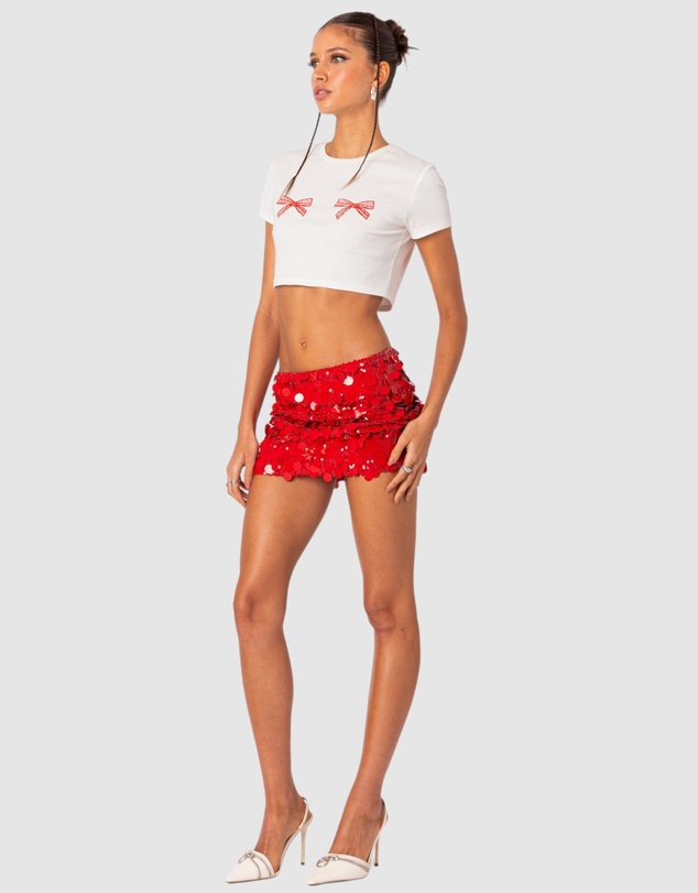 EDIKTED - Bowie Embroidered Cropped T-Shirt
