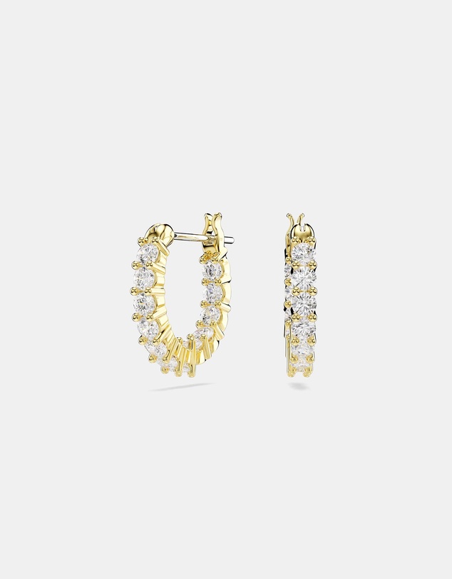 Swarovski - Matrix Vittore Hoop Earrings, Round Cut, White, 18K Gold Finish