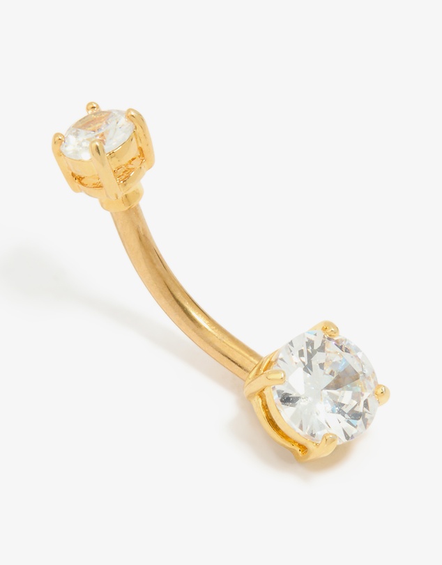 Lovisa - Gold Plated Titanium Cubic Zirconia Mini & Medium Belly Bar