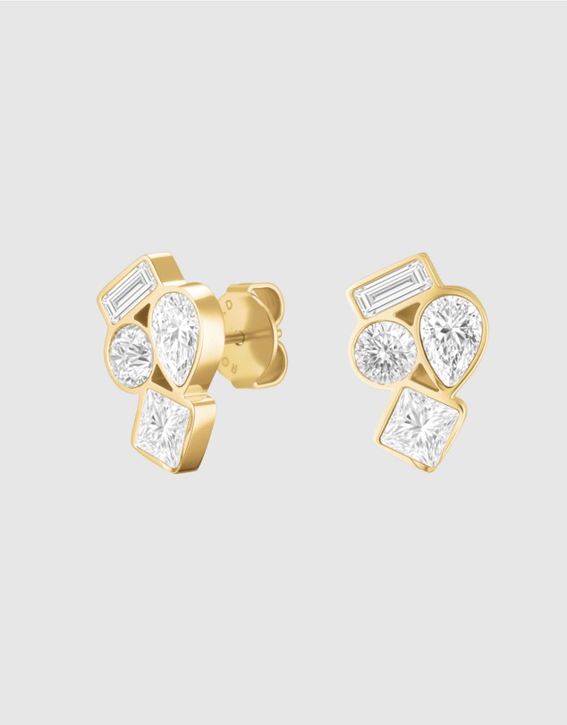 Rosefield - Playful Diamonds Cluster Gold-Tone Stud Earrings