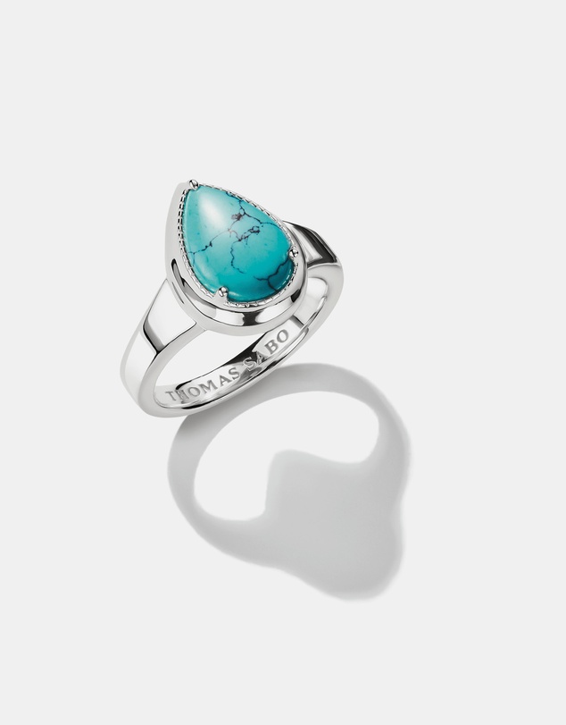 THOMAS SABO - THOMAS SABO Ring with Imitation Turquoise Teardrop Stone Silver