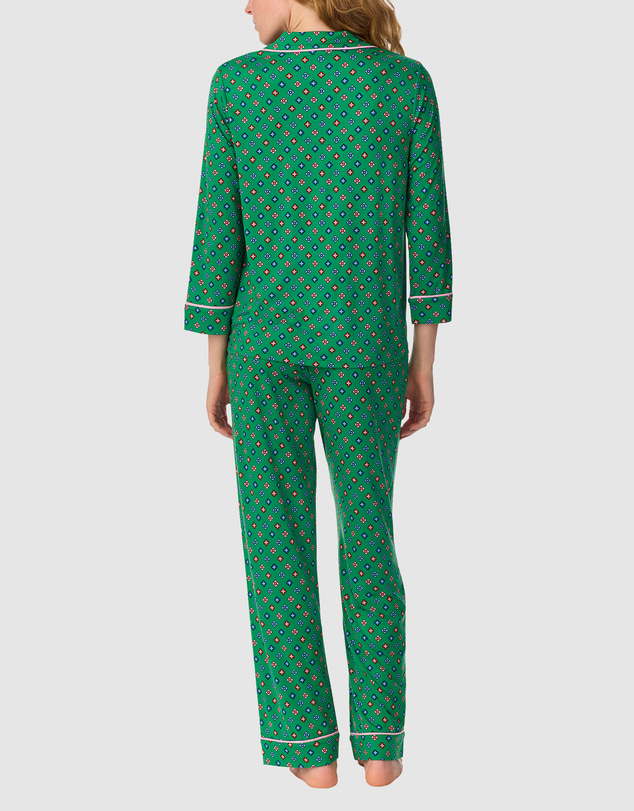 Kate Spade - Printed Jersey Button Up 3/4 Sleeve Long Pyjama Set