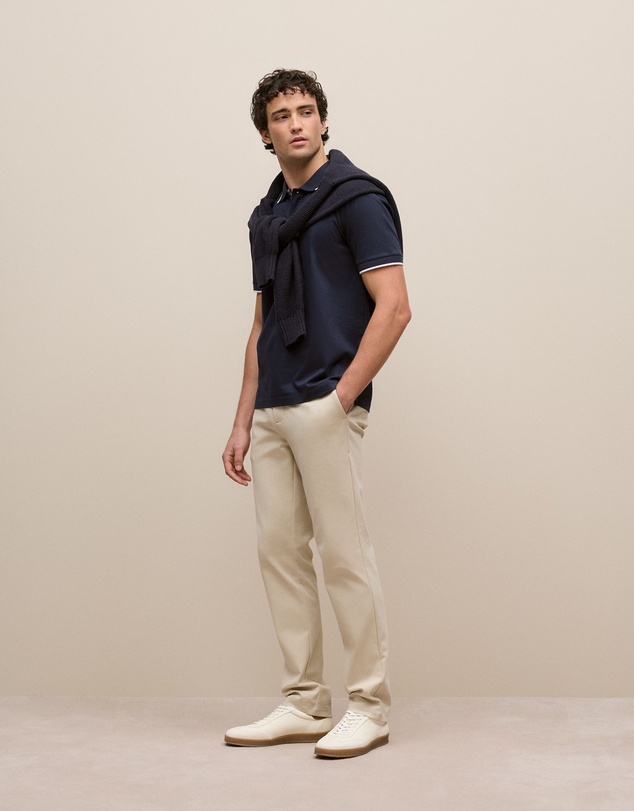Trenery - Mercerised Cotton Tipped Polo in Navy